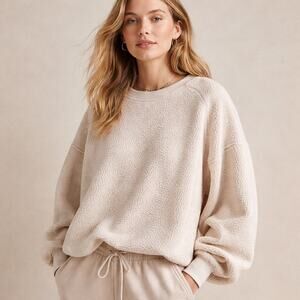 Pilcro for Anthropologie Oversized Sherpa Sweatshirt – Cream – Size S